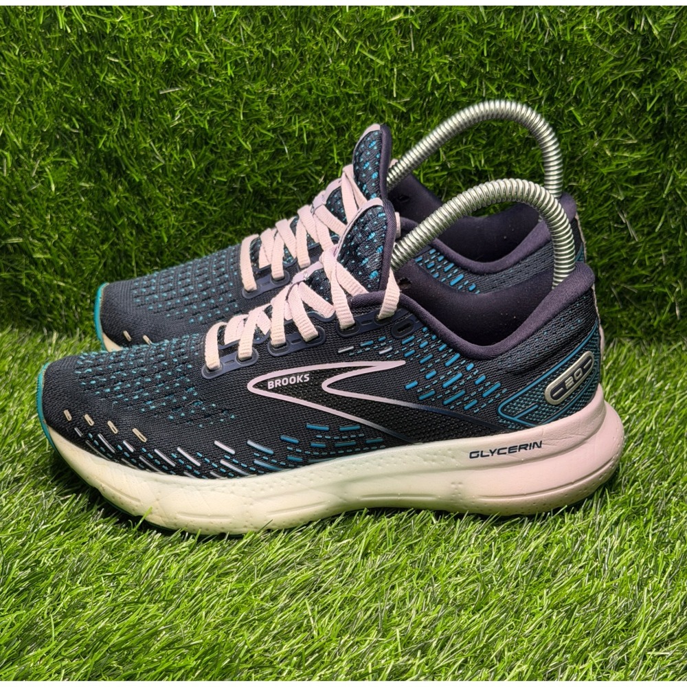 Brooks Glycerin 20 Womens Size 6.5 Running Shoes Navy Blue Pink 1203691B499